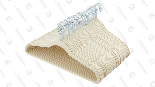 Investing in one type of hanger makes more of a difference than you think. This ones guard against slippage, so your stuff will remain hanging up in the closet, not in a pile on the floor.